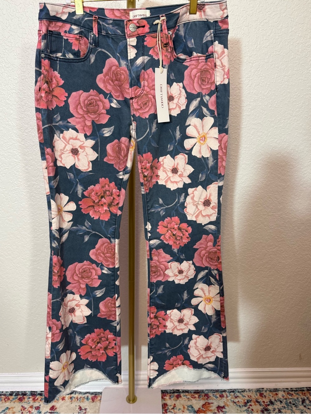 DRIFTWOOD Navy Jeans with Pink Floral Print (B2)